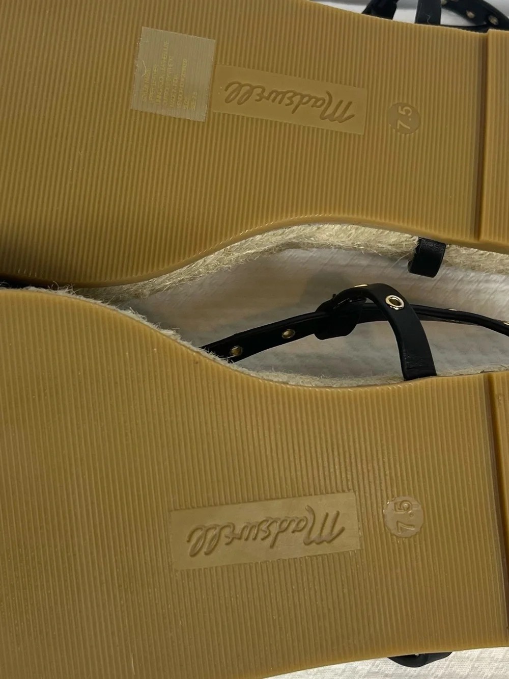 Madewell The Mira Espadrille Thong Sandal In Black Size 7.5 Nwot
